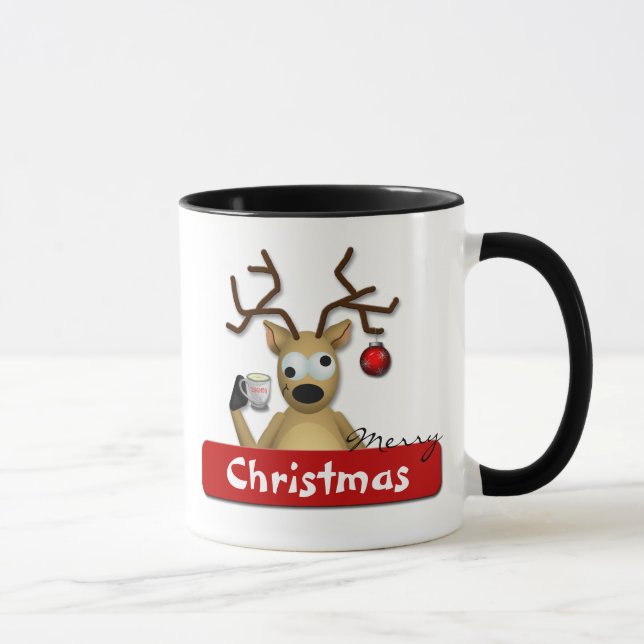 Funny Tipsy Reindeer Merry Christmas Holiday Mug (Right)