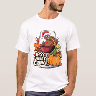 Funny Tipsy Turkey Crew Thanksgiving Wine Party T-Shirt
