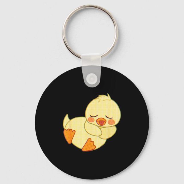 Funny Tired As Duck I Love Cute Ducklings Quote Gi Key Ring (Front)