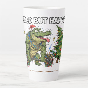 Funny Tired But Happy Crocodile Gym Shirt Latte Mug
