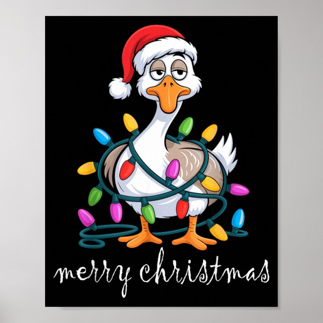Funny Tired Goose Christmas Lights Silly Holiday F Poster (Front)