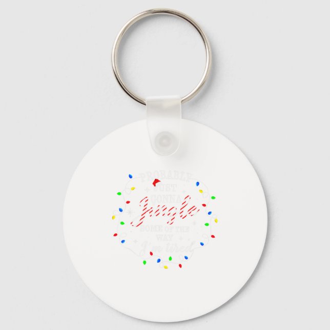 Funny Tired Jingle Lights Christmas  Key Ring (Front)
