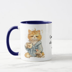 Funny Tired Orange Cat Coffee Mug Custom Name Quot