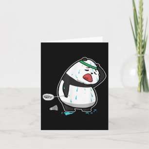 Funny Tired Panda Playing Badminton  Card