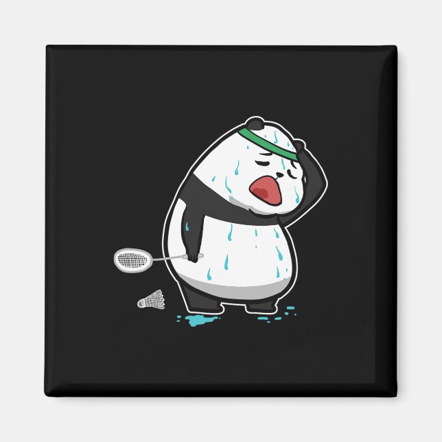 Funny Tired Panda Playing Badminton  Magnet (Front)