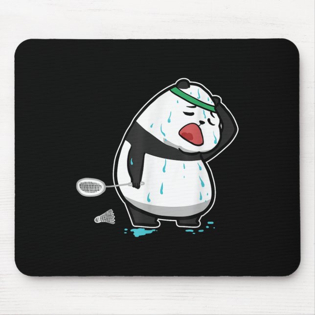 Funny Tired Panda Playing Badminton  Mouse Mat (Front)