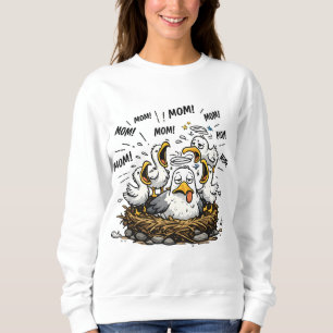 Funny Tired Seagull Mum Mother's Day Cartoon  Sweatshirt