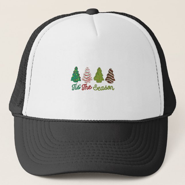 Funny Tis The Season Christmas Tree Cakes Debbie X Trucker Hat (Front)