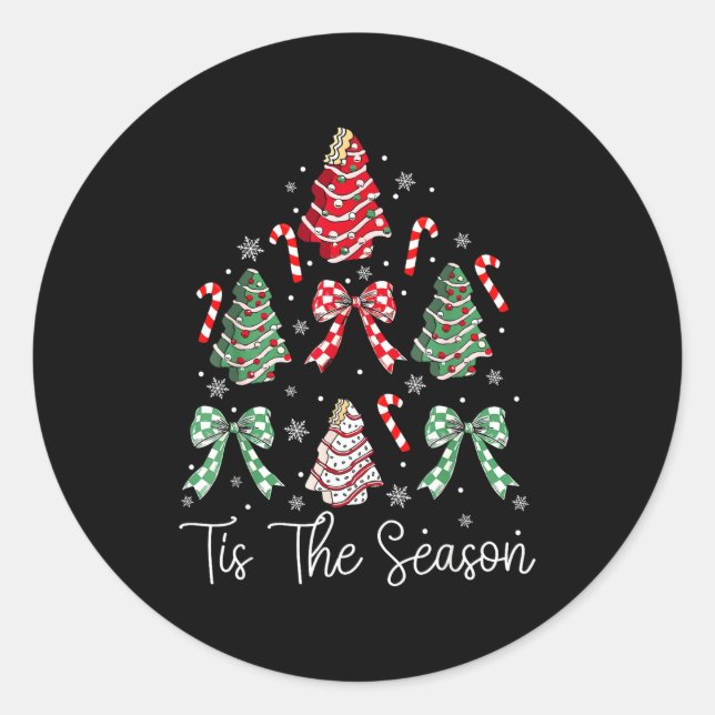 Funny Tis The Season Design Christmas Tree Cakes D Classic Round Sticker (Front)