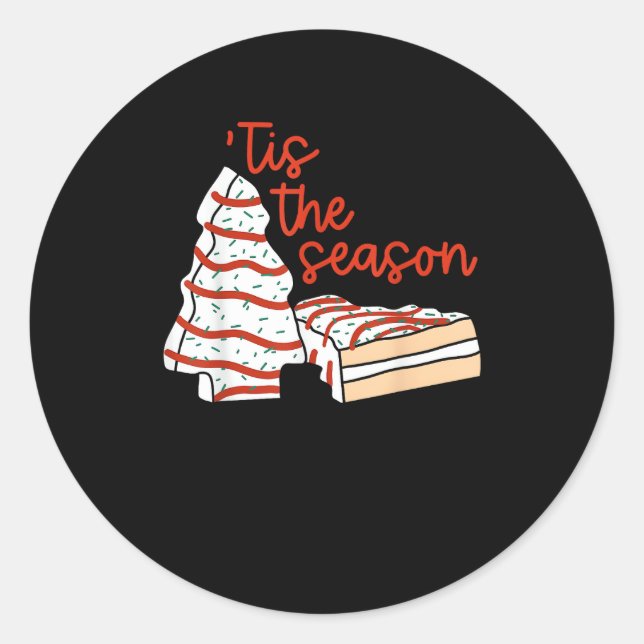 Funny Tis The Season Design Christmas Tree Classic Round Sticker (Front)
