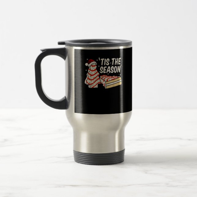 Funny Tis The Season Design Christmas Tree Debbie Travel Mug (Left)