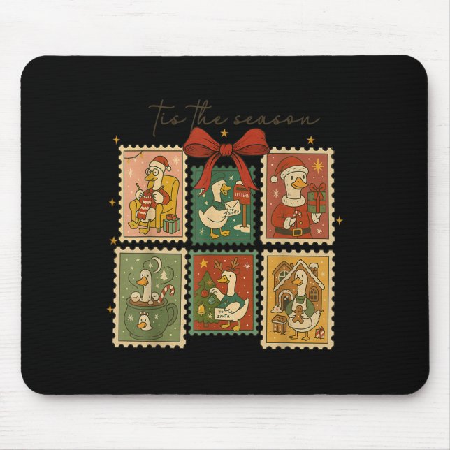 Funny Tis The Season Silly Goose Christmas Stamps  Mouse Mat (Front)