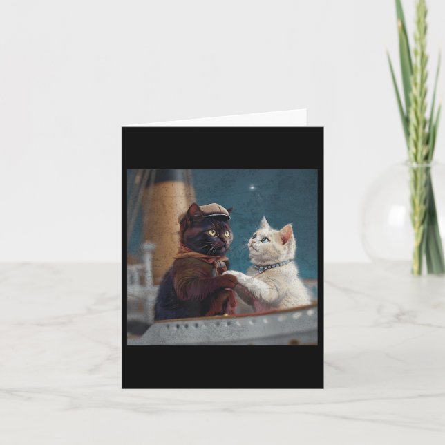 Funny Titanic Movie Cat Meme Rms Cruise Ship Men W Card (Front)