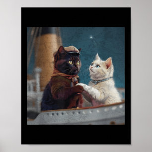 Funny Titanic Movie Cat Meme Rms Cruise Ship Men W Poster