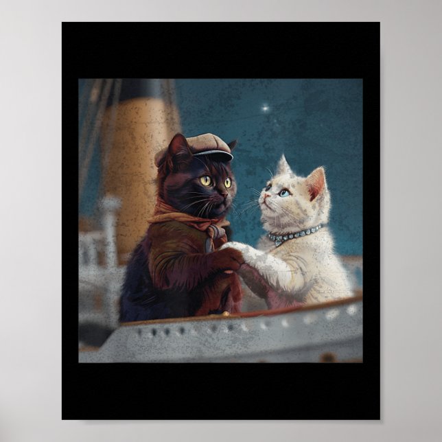 Funny Titanic Movie Cat Meme Rms Cruise Ship Men W Poster (Front)