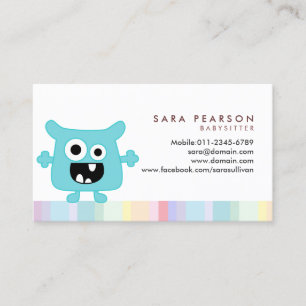 Funny Title Cute Blue Monster Alien Kids Name Card