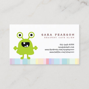 Funny Title Cute GreenMonster Alien Kids Name Card
