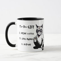 Funny "To Do List", Grumpy Cat Cartoon Coffee