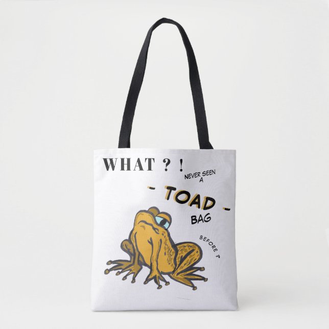 Funny TOAD Cartoon Cust. White Tote Bag (Front)