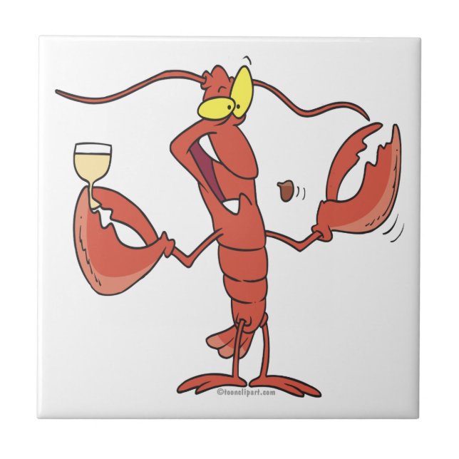 funny toasting lobster cartoon tile (Front)