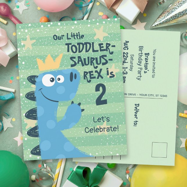 Funny Toddler Boy's T-Rex Birthday Invitation (Creator Uploaded)