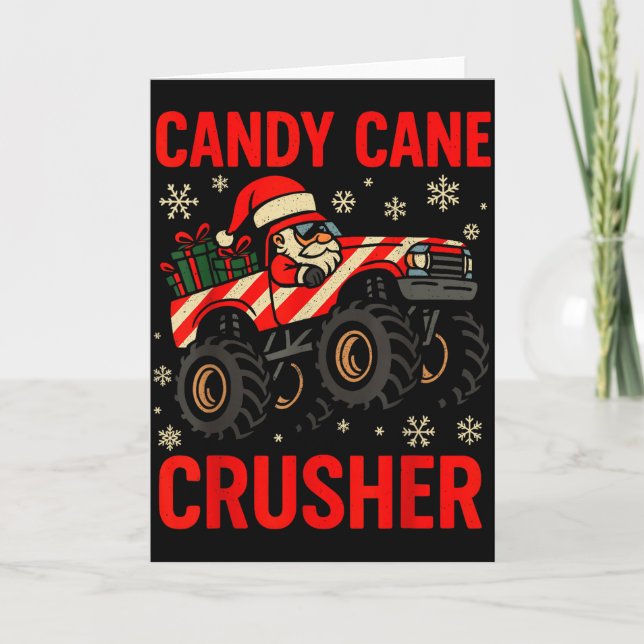 Funny Toddler Christmas Pajamas, Monster Truck Can Card (Front)