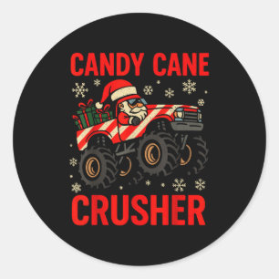 Funny Toddler Christmas Pajamas, Monster Truck Can Classic Round Sticker