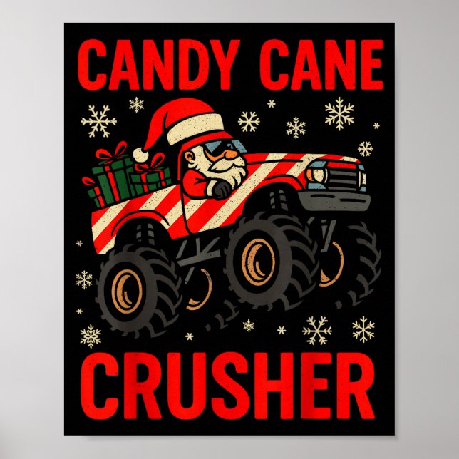 Funny Toddler Christmas Pajamas, Monster Truck Can Poster (Front)