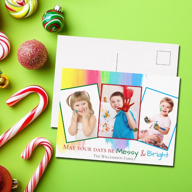 Funny Toddler Christmas Photo Cute Bright Colourfu Postcard (Creator Uploaded)