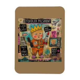 Funny Toddler President Cartoon Collage Magnet