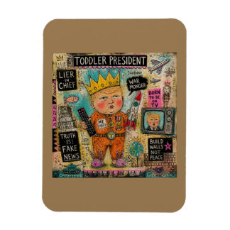 Funny Toddler President Cartoon Collage Magnet