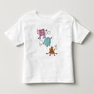 Funny Toddler T-Shirt with Colourful Geometric Cow
