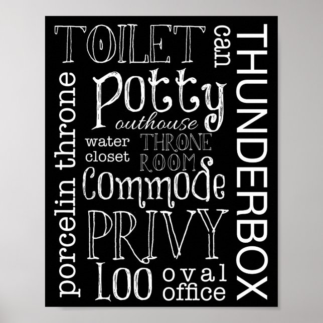 Funny Toilet Bathroom Sign Poster Print (Front)