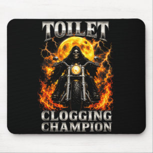 Funny toilet clogging champion skeleton biker mouse mat