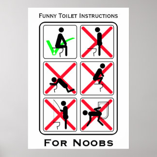 Funny Toilet Instructions White Poster