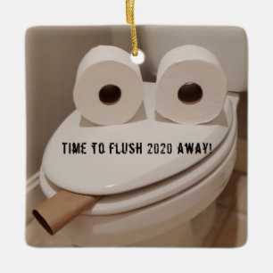 Funny Toilet Paper Covid Christmas Ceramic Ornament