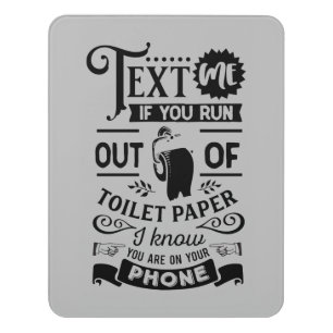 funny toilet paper text word art bathroom door sign
