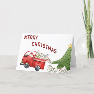Funny Toilet Paper Vintage Red Truck Christmas Holiday Card