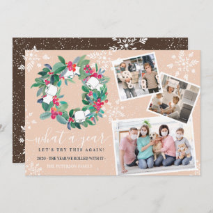 Funny toilet roll 2020 wreath New Year 3 photos Card