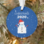 Funny Toilet Roll Snowman 2020 Christmas Tree Ornament<br><div class="desc">2020 has been quite a year! This will be a christmas like no other, spread some laughter with a fun corona virus christmas tree ornament. Featuring the text 'Christmas, 2020'. A cute snowman made out of a tower of toilet rolls, wearing a face mask, a santa hat, thermometers for arms...</div>