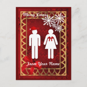 Funny toilet sign santa  christmas holiday postcard