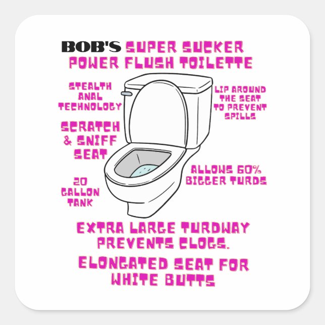 Funny Toilette Humour Square Sticker (Front)