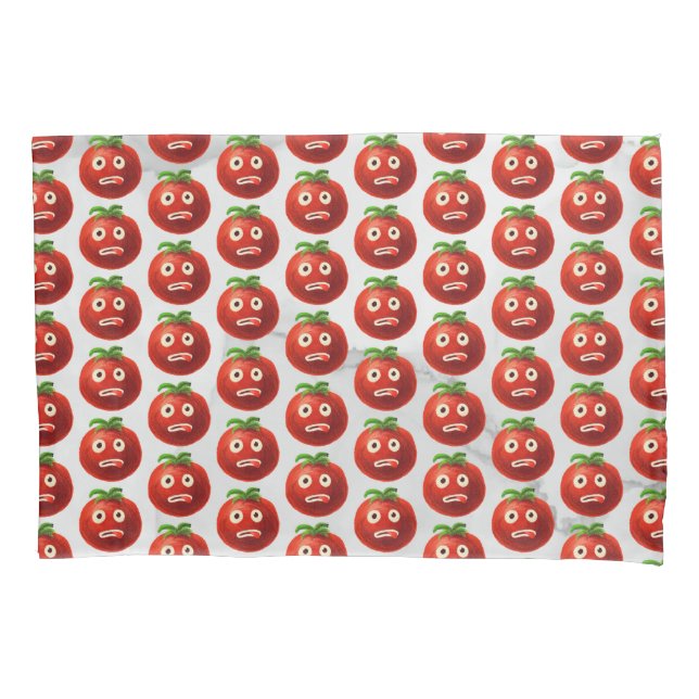 Funny Tomato Pattern - Cartoon Vegetable Art Pillowcase (Front)