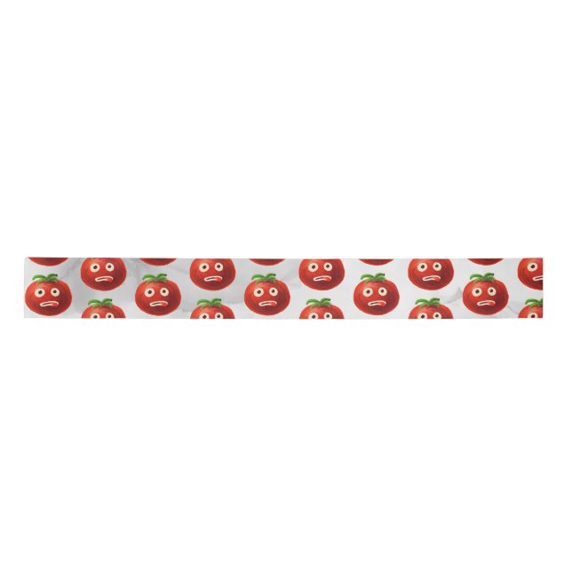 Funny Tomato Pattern - Cartoon Vegetable Art Satin Ribbon (Front)