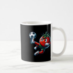 Funny Tomato Soccer Player Kicking Byll Mascot  Coffee Mug