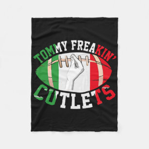 Funny Tommy Freakin' Cutlets New Jersey Italy Flag Fleece Blanket