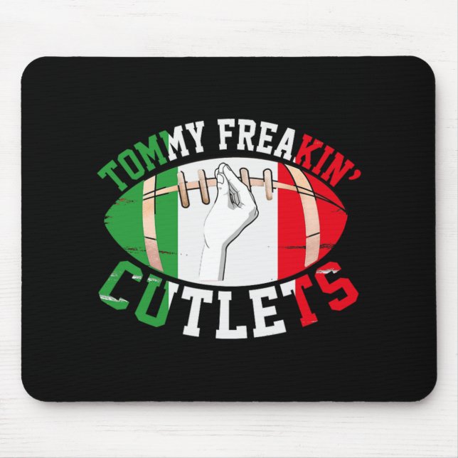 Funny Tommy Freakin' Cutlets New Jersey Italy Flag Mouse Mat (Front)