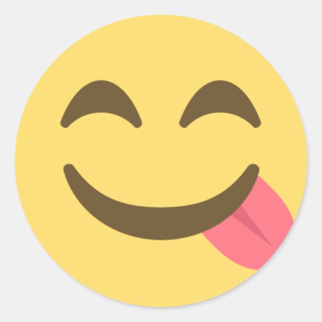 Funny Tongue Emoji Classic Round Sticker (Front)