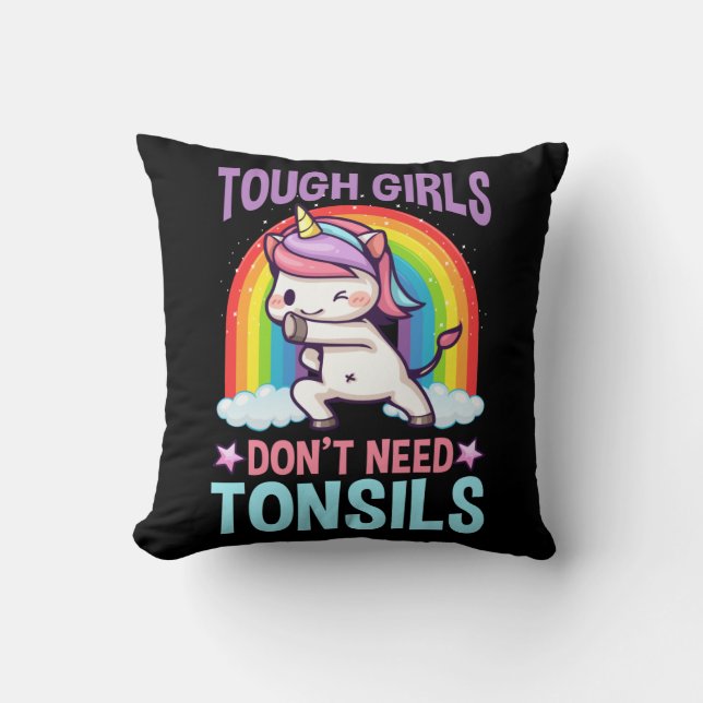 Funny Tonsil Removal Unicorn Kid Tonsillectomy Cushion (Front)