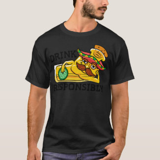 Funny toon Tequila Shot with Sombrero Drink Respon T-Shirt